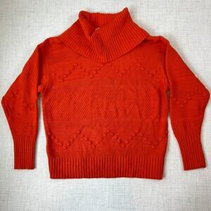 Frye & Co Swiss Dot Sweater Women's S Rust Chunky Knit Pullover Cowl Neck Casual